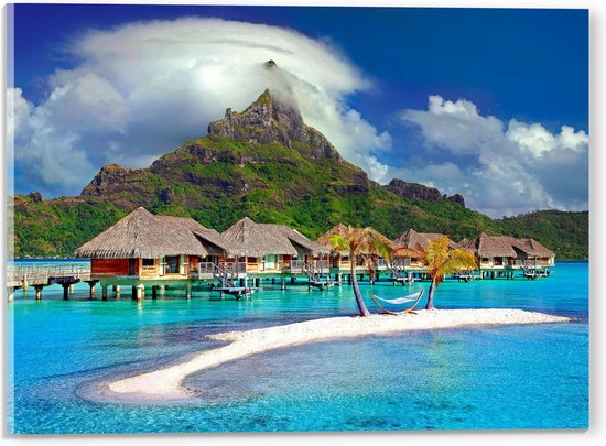 WallClassics - Acrylglas - Bora Bora - Stille Oceaan - 40x30 cm Foto op Acrylglas (Met Ophangsysteem)