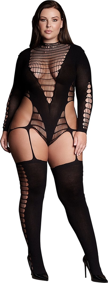Shots - Le Désir SHA010BLKOSX - Kalyke XXIII - Bodystocking with Turtleneck - Black - OSX Queen Size