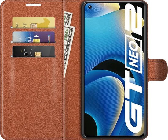 Mobigear Classic Phone Case adapté pour Realme GT Neo 3T Case Bookcase Wallet - Marron