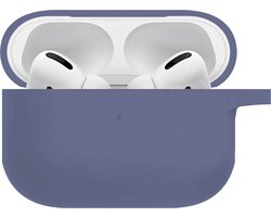 Hoesje - Geschikt voor Apple AirPods Pro 2 - met Clip - Siliconen Hoes - Silicone Case Cover - Grijsblauw
