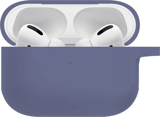 Hoesje - Geschikt voor Apple AirPods Pro 2 - met Clip - Siliconen Hoes - Silicone Case Cover - Grijsblauw