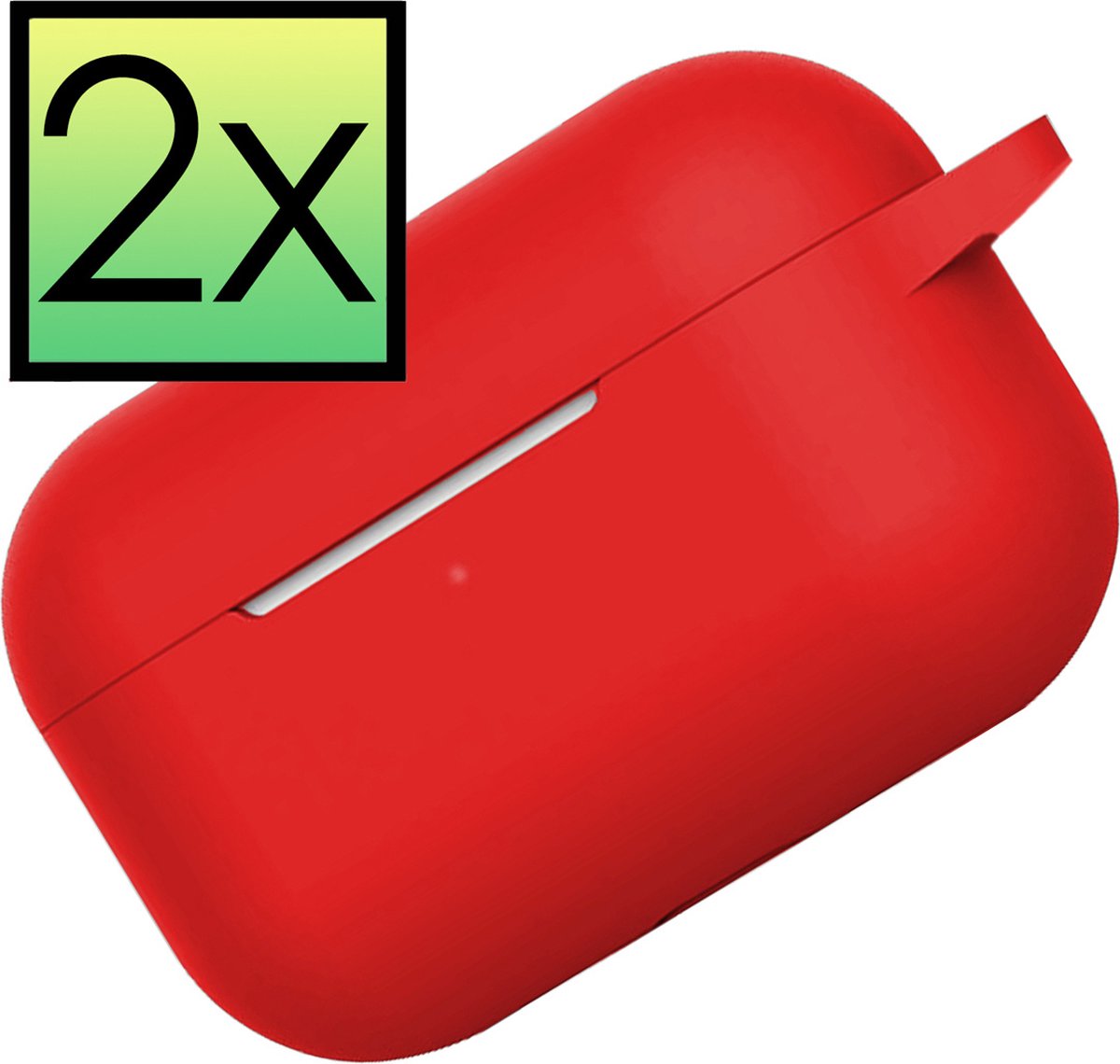 Hoes Geschikt voor AirPods Pro 2 Hoesje Cover Silicone Case Hoes - 2x - Rood