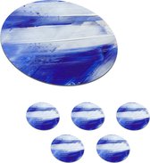 Onderzetters voor glazen - Rond - Verf - Design - Blauw - 10x10 cm - Glasonderzetters - 6 stuks