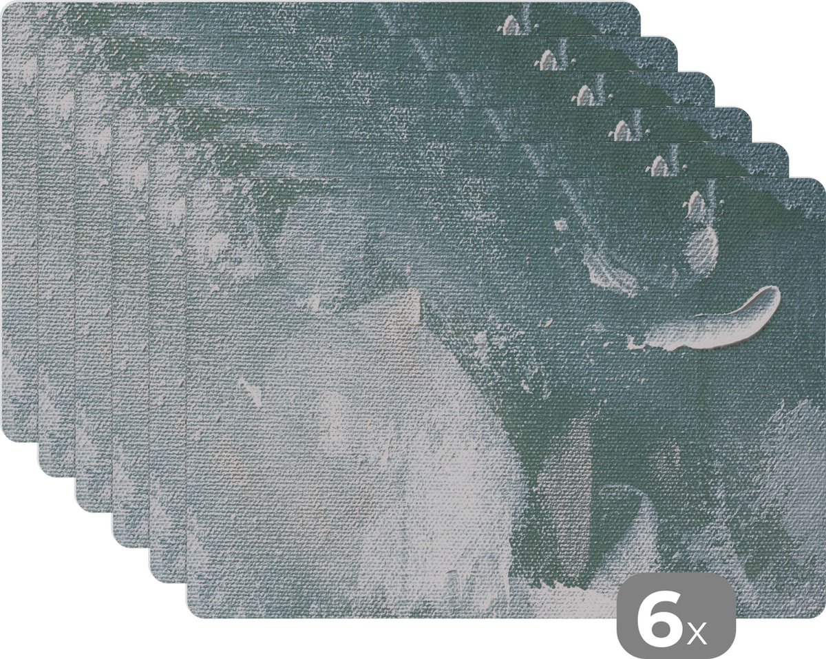 Placemat - Verf - Acryl - Wit - Tafel - 45x30 cm - Onderleggers - Placemats - 6 stuks