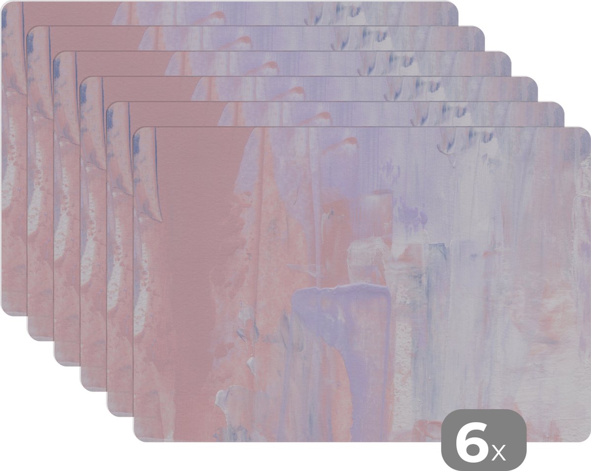Placemat - Tafel - Paars - Roze - Lila - 45x30 cm - Placemats - 6 stuks