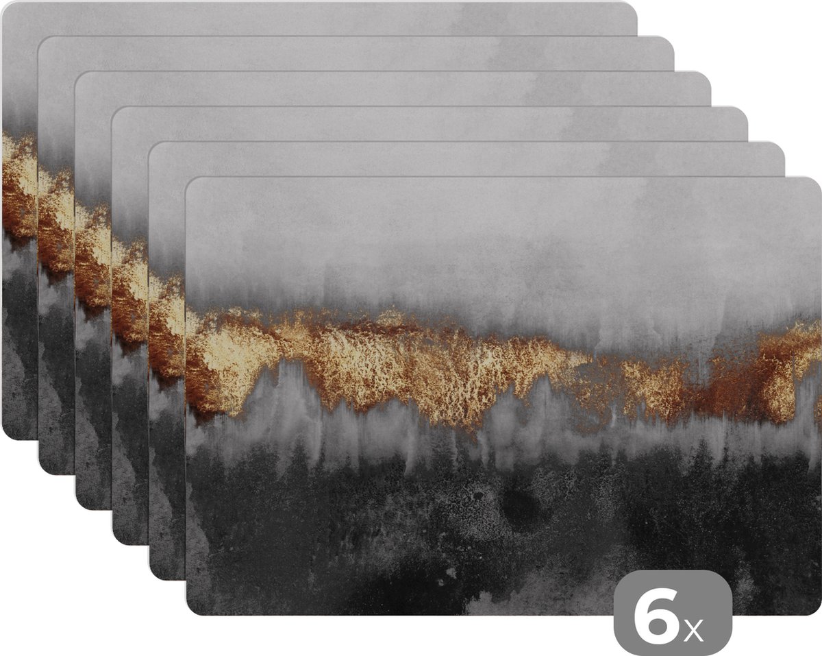 Placemat - Chic - Abstract - Goud - Onderleggers - Placemats - 45x30 cm - 6 stuks