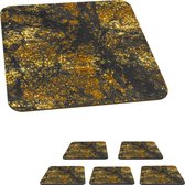 Onderzetters voor glazen - Marmer - Goud - Glitter - Zwart - 10x10 cm - Glasonderzetters - 6 stuks