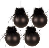 2 x lot de 4 boules de Noël Ø 10 cm Décorations pour sapins de Noël en Glas Zwart Décorations de Noël de Noël