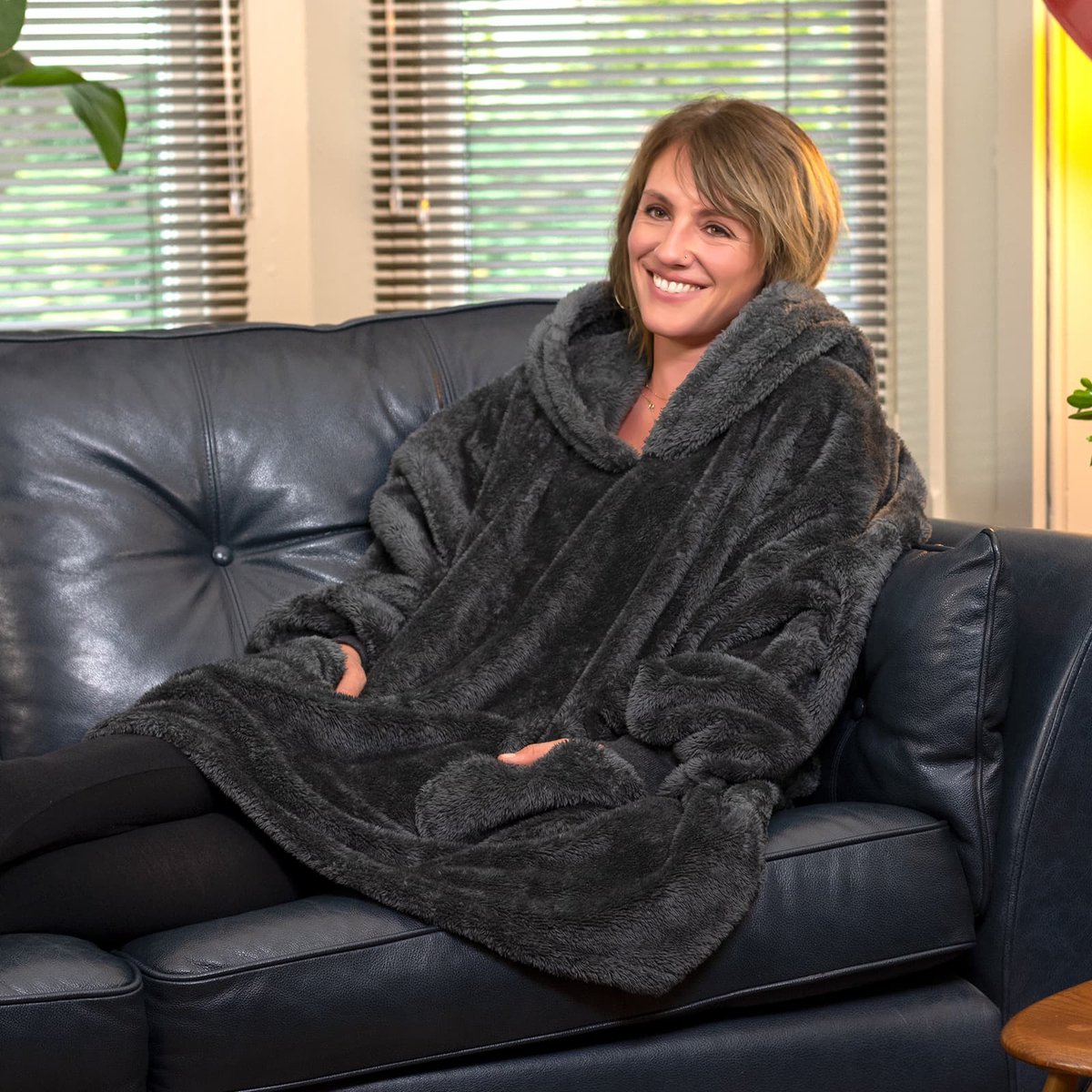 Snug Rug Cosy, gezellig tapijt gezellig, fleece deken met mouwen en een mobiele telefoon zak - Room Cream