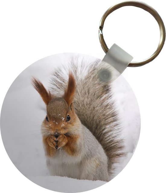 Porte-clés - Écureuil - Animal - Neige - Plastique - Rond - Cadeaux à distribuer