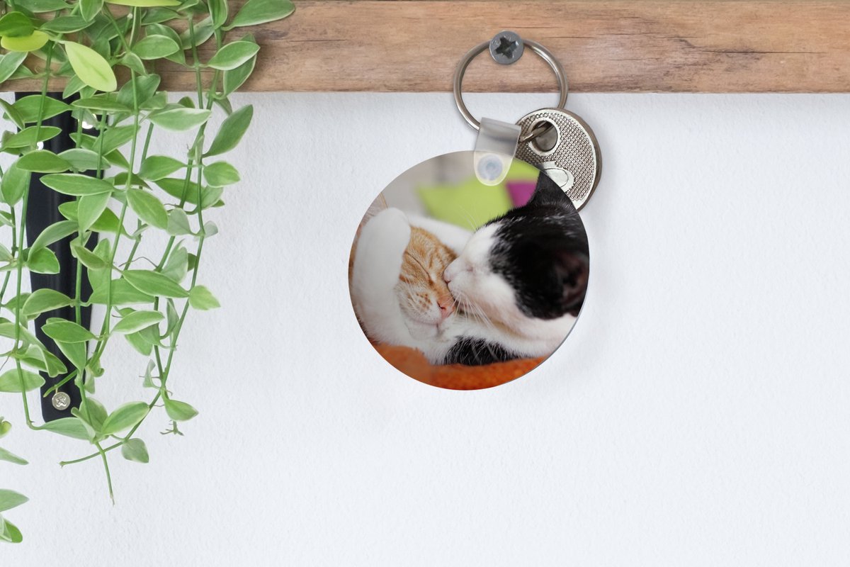 Pluchen sleutelhanger kat zwart