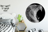Behangcirkel - Dieren - Leeuw - Natuur - Zwart - Wit - Zelfklevend behang - ⌀ 140 cm - Cirkel behang - Behangcirkel zelfklevend - Behang rond - Ronde wanddecoratie