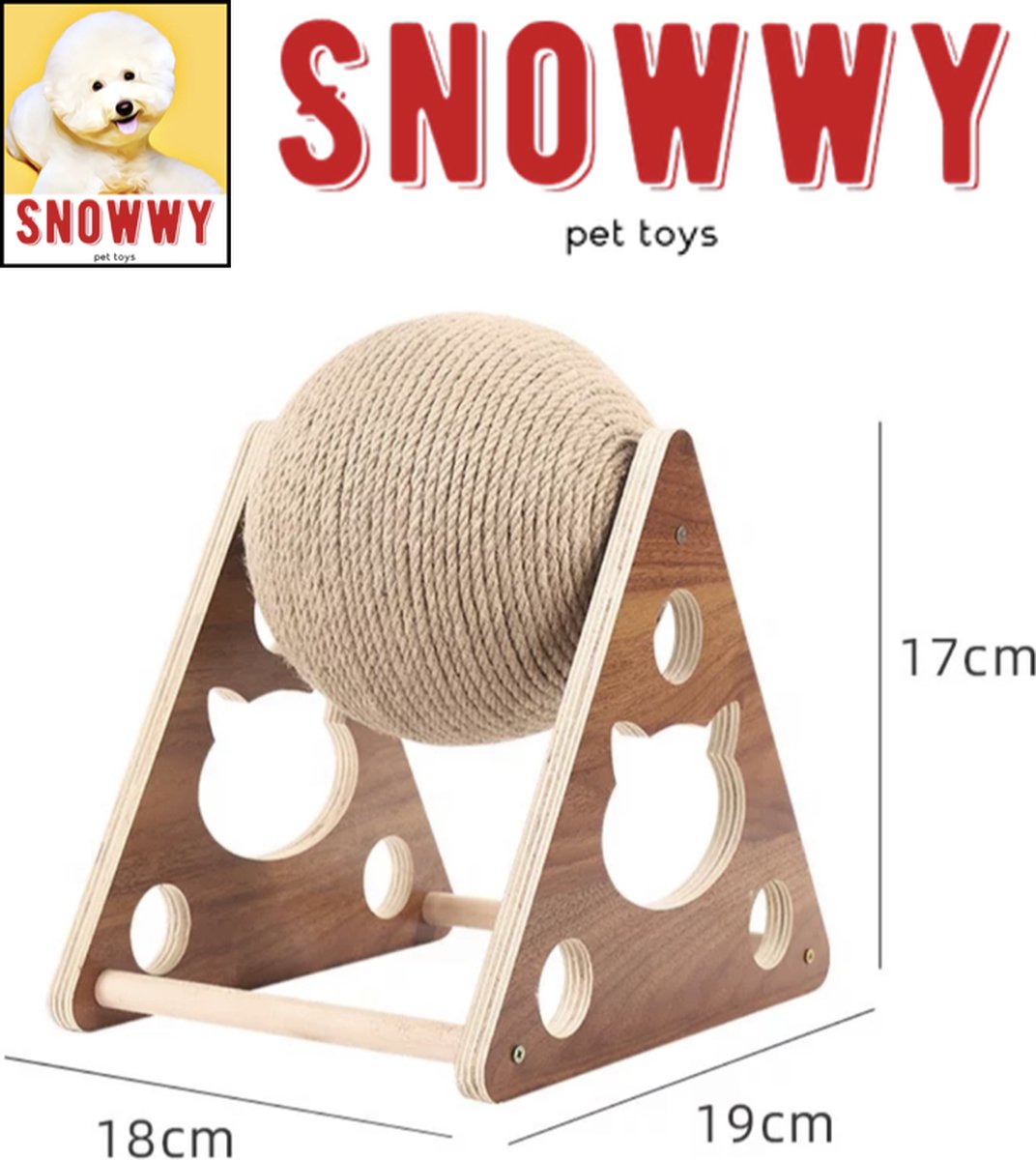 SNOWWY - Krabbal voor katten - Krabbol - Katten speelgoed - Krabplank - Kattenspeeltje - Krabmeubel - Krabbal op driehoek