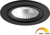 Ledisons LED Inbouwspot - Vivaro Zwart 5W - Dimbare Spot - Dim-To-Warm - IP54 - Geschikt voor Woonkamer, Badkamer en Keuken - Plafondspot Zwart - Ø75 mm