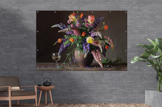 Décoration murale Nature morte - Vin - Fleurs - 180x120 cm - Poster jardin