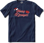 Merry kissmyass - T-Shirt - Meisjes - Navy Blue - Maat 12 jaar