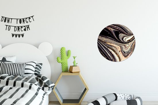 WallCircle - Wandcirkel - Muurcirkel - Marmerlook - Zwart - Goud - Wit - Glitter - Marmer - Aluminium - Dibond - ⌀ 30 cm - Binnen en Buiten