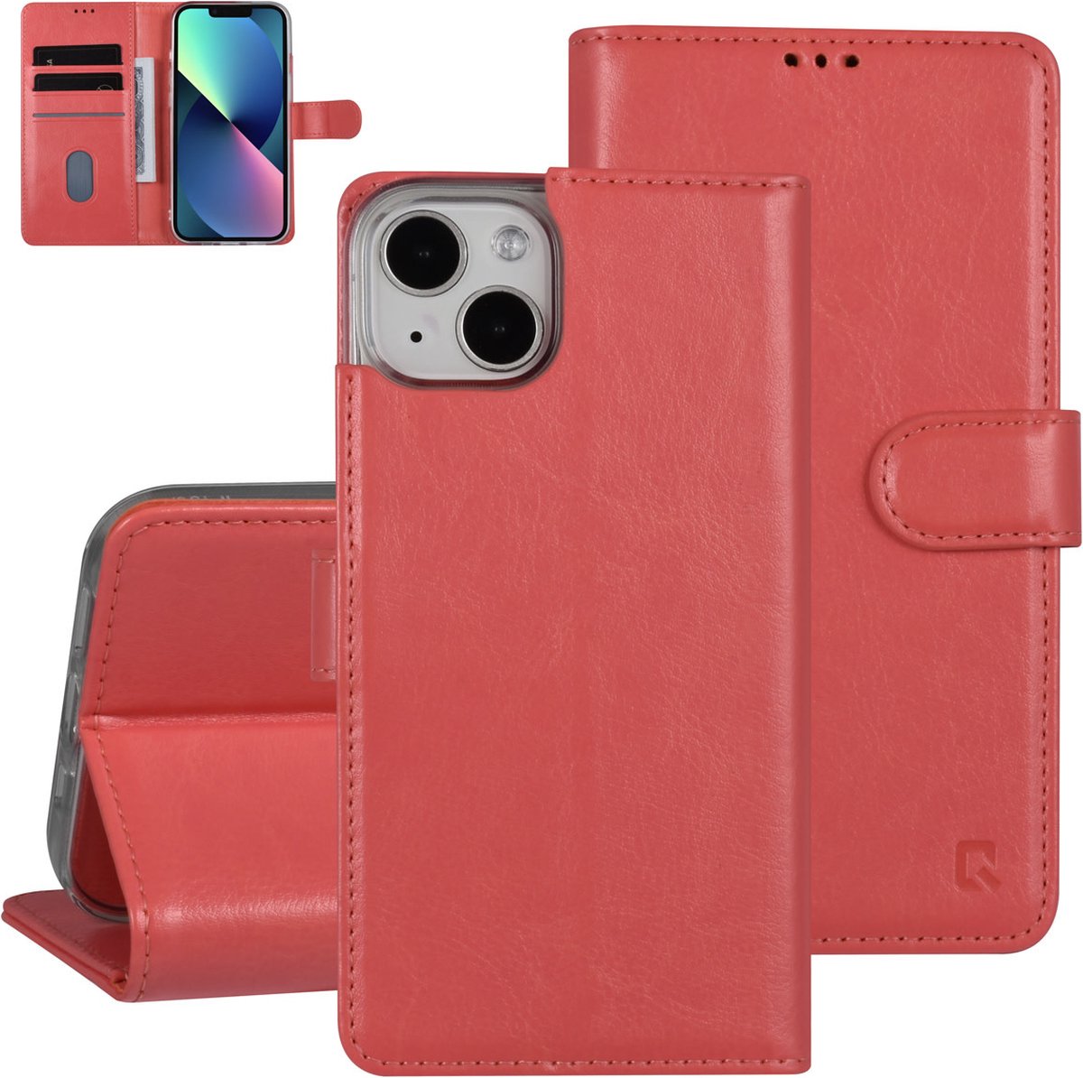 UNIQ Accessory Apple iPhone 13 Book Case Pu Leer Telefoonhoesje - Roze - Bescherming & Stijl