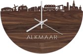 Skyline Klok Alkmaar Notenhout - Ø 40 cm - Stil uurwerk - Wanddecoratie - Meer steden beschikbaar - Woonkamer idee - Woondecoratie - City Art - Steden kunst - Cadeau voor hem - Cadeau voor haar - Jubileum - Trouwerij - Housewarming - WoodWideCities