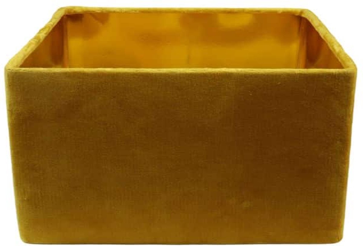 HSM Collection - Vierkante lampenkap - 40x40x30 - Mosterdgeel/goud - Velvet