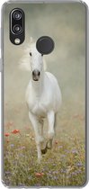 Geschikt voor Huawei P20 Lite (2020) hoesje - Paard - Stof - Bloemen - Siliconen Telefoonhoesje