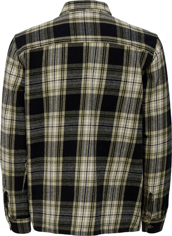 ONLY & SONS zip through overshirt with wool in white and black check