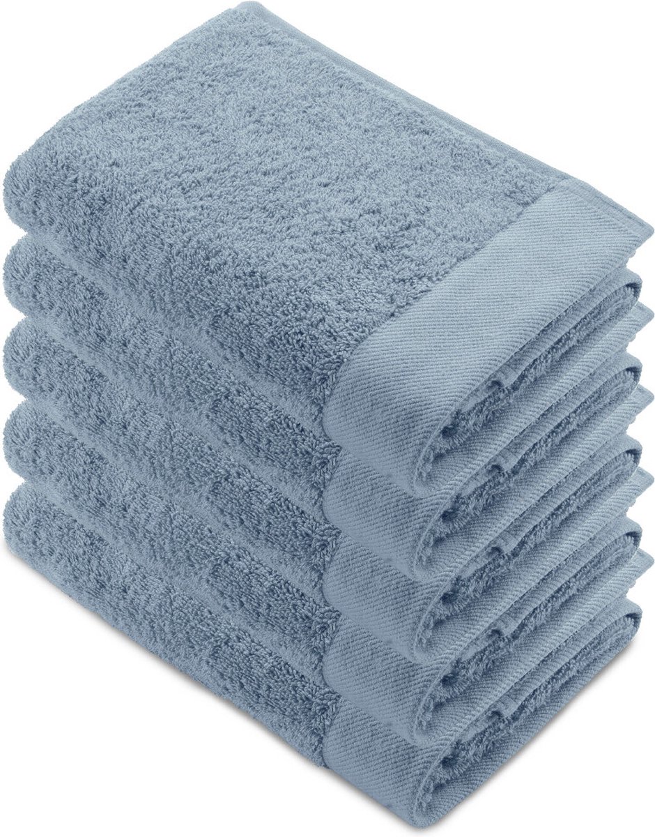 Walra Remade Handdoeken 50x100 - set van 5 - Zware kwaliteit 550 g/m2 - Blauw