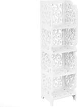 PrimeMatik - Houten-plastic plank Decoratieve boekenkast met 4 planken wit 24x20x85cm