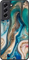 Hoesje geschikt voor Samsung Galaxy S21 FE - Magic marble - TPU Hard Case Backcover - Groen - Mooie Telefoonhoesjes