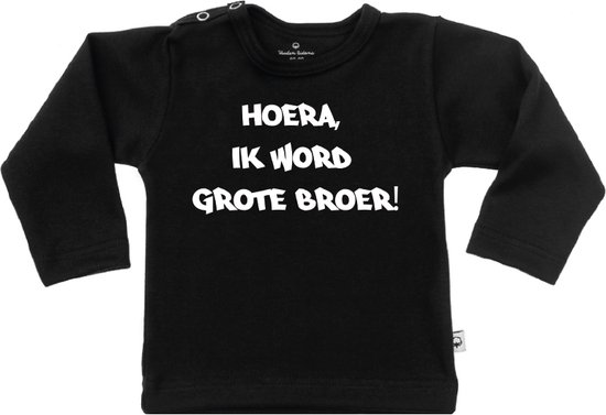 T-Shirt hoera ik word grote broer 50/56 / lange mouw / zwart | bol.com