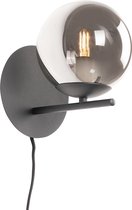 QAZQA flore - Design Wandlamp met schakelaar voor binnen - 1 lichts - Ø 15 cm - Zwart - Woonkamer | Slaapkamer | Keuken