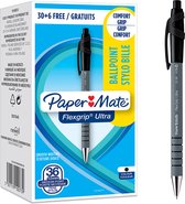 Paper Mate Flexgrip Ultra balpennen | Intrekbare Medium Punt (1,0 mm) | Zwart | 36 stuks