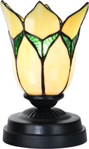 Art Deco Trade - Tiffany lage tafellamp zwart met Lovely Flower Yellow