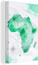 Canvas Wereldkaart - 60x90 - Wanddecoratie Afrika - Wereldkaart - Waterverf