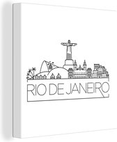 Canvas Schilderij Skyline ''Rio de Janeiro'' op witte achtergrond - 50x50 cm - Wanddecoratie