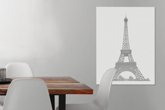 Une illustration grisâtre sur toile Tour Eiffel 60x80 cm - Tirage photo sur toile (Décoration murale salon / chambre)