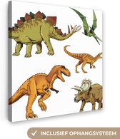 Decoratie kinderkamers - Canvas schilderij dieren - Dino - Design - Dieren - Wanddecoratie jongens - Meisjes - Kids - 20x20 cm