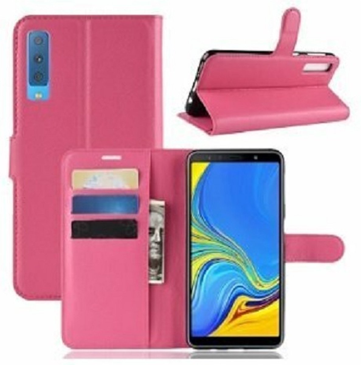 Samsung A50 Hoesje Met Pasjeshouder Bookcase Roze