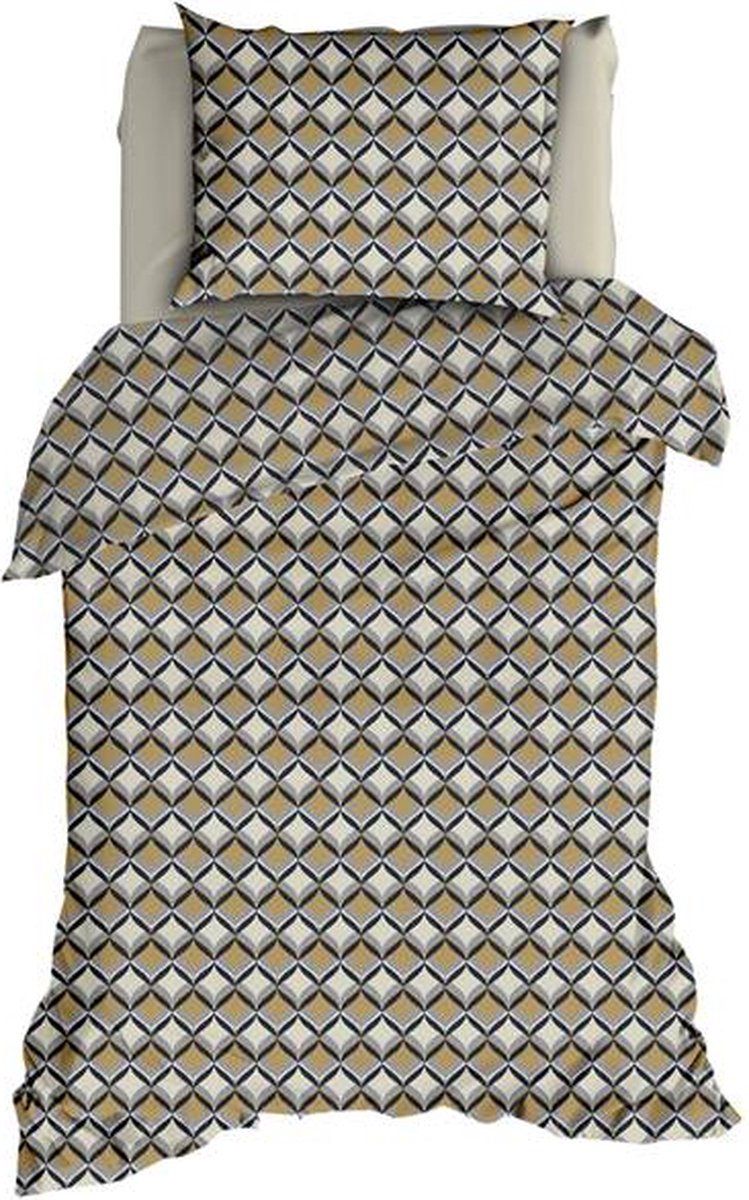 Romanette Honky Tonk Dekbedovertrek - Eenpersoons - 140x200/220 cm - Beige/Grijs