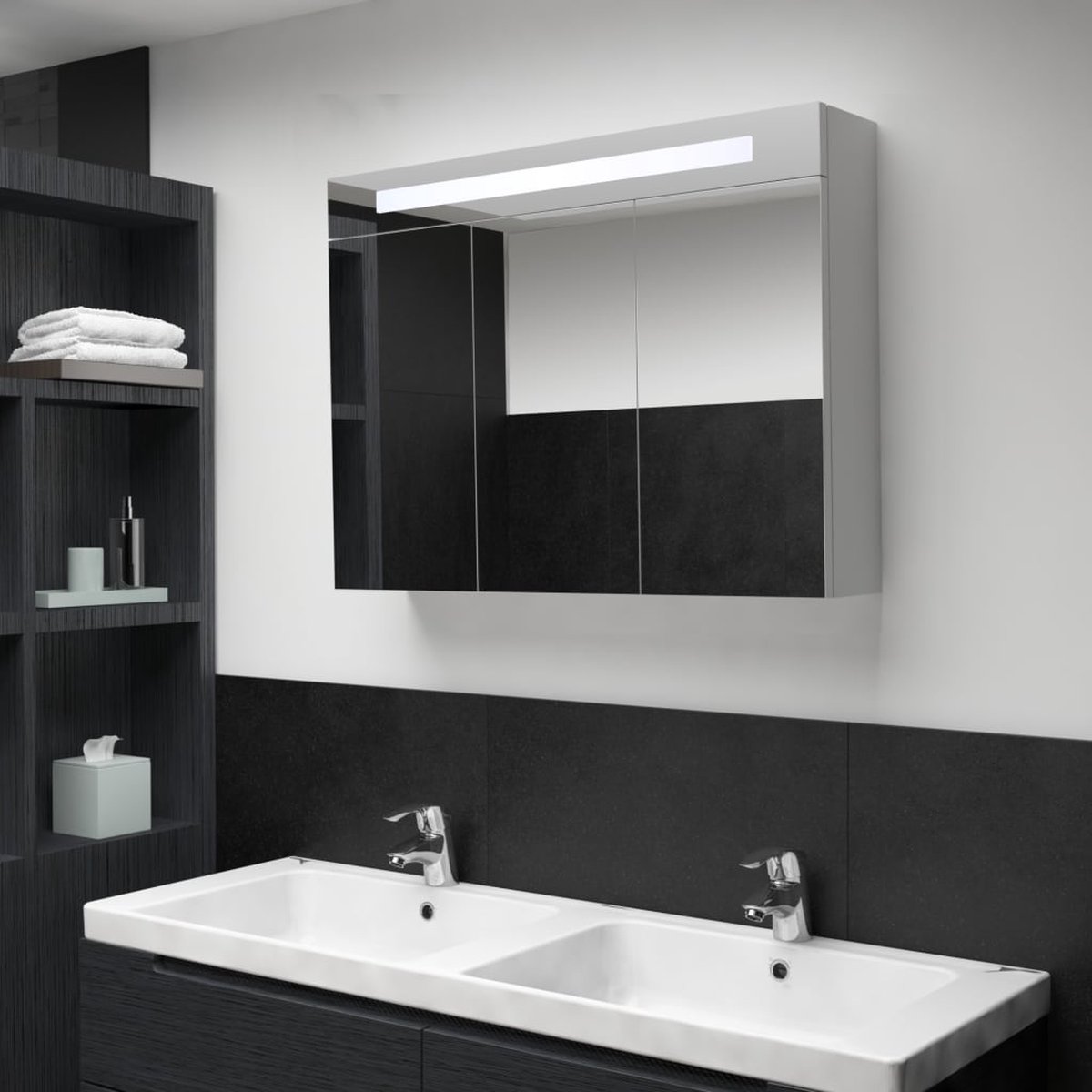 Prolenta Premium - Badkamerkast met spiegel en LED 88x13x62 cm