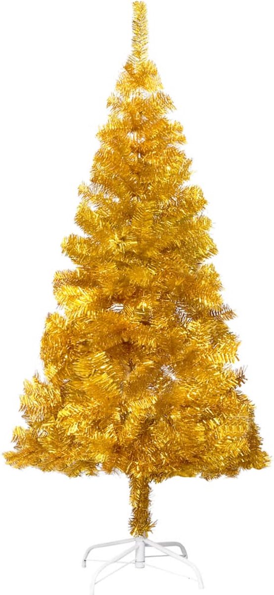 Prolenta Premium - Kunstkerstboom met LED's en standaard 120 cm PET goudkleurig