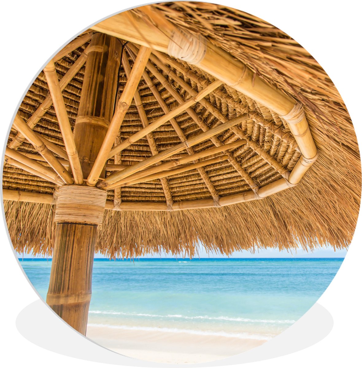 WallCircle - Wandcirkel ? 90 - Parasol - Strand - Zee - Tropisch - Ronde schilderijen woon