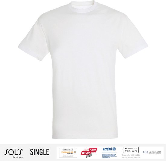 Sol's Heren T-Shirt 100% biologisch katoen Ronde hals wit Maat M