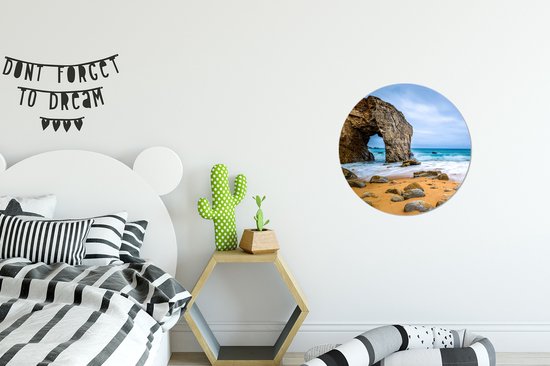 WallCircle - Cercle Mural - Cercle Mural - Pierres - Water - Plage - Rocher - Vagues - Aluminium - Dibond - 30x30 cm - Intérieur et Extérieur