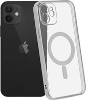 ShieldCase geschikt voor Apple iPhone 12 / 12 Pro hoesje transparant Magneet metal coating - zilver