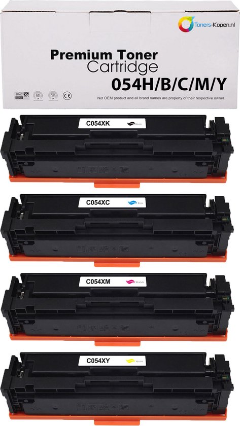 Canon 054H Canon 054HBK 054HC 054HM 054HY – Tonerset – 4 Kleuren – 10.000 pagina's – Compatible LBP620C LBP621 LBP623 MF640 MF641 MF643 MF645 I-Sensys Cartridge Set Patroon Vervangend Printer Tonercartridge Multipack