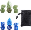 Afbeelding van het spelletje Lapi Toys - Dungeons and Dragons dobbelstenen mega set - D&D dobbelstenen - D&D polydice - 2 sets (14 stuks) - Acryl - Met gratis dice bag - Meerkleurig