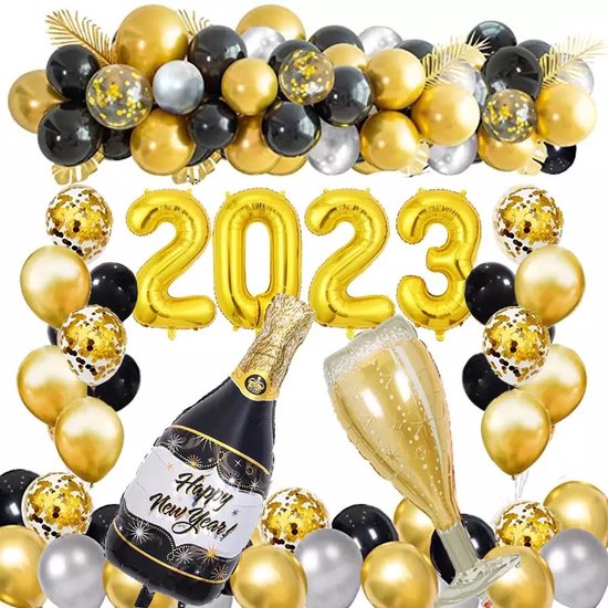 Arche de ballon Nouvel An blanc et or - Decoration Nouvel an