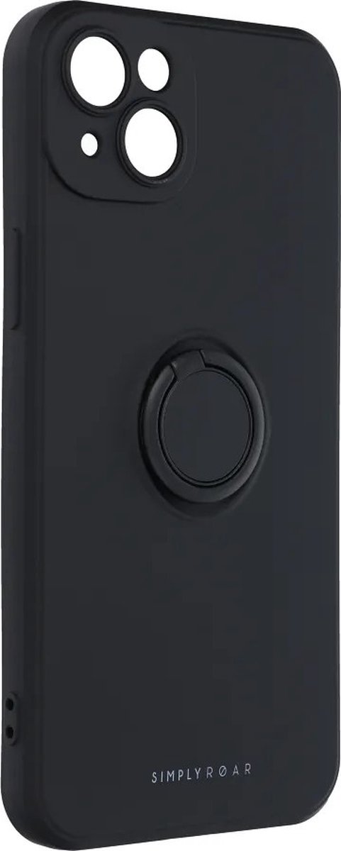 Roar Amber Siliconen Back Cover hoesje met Ring iPhone 14 Plus - Zwart