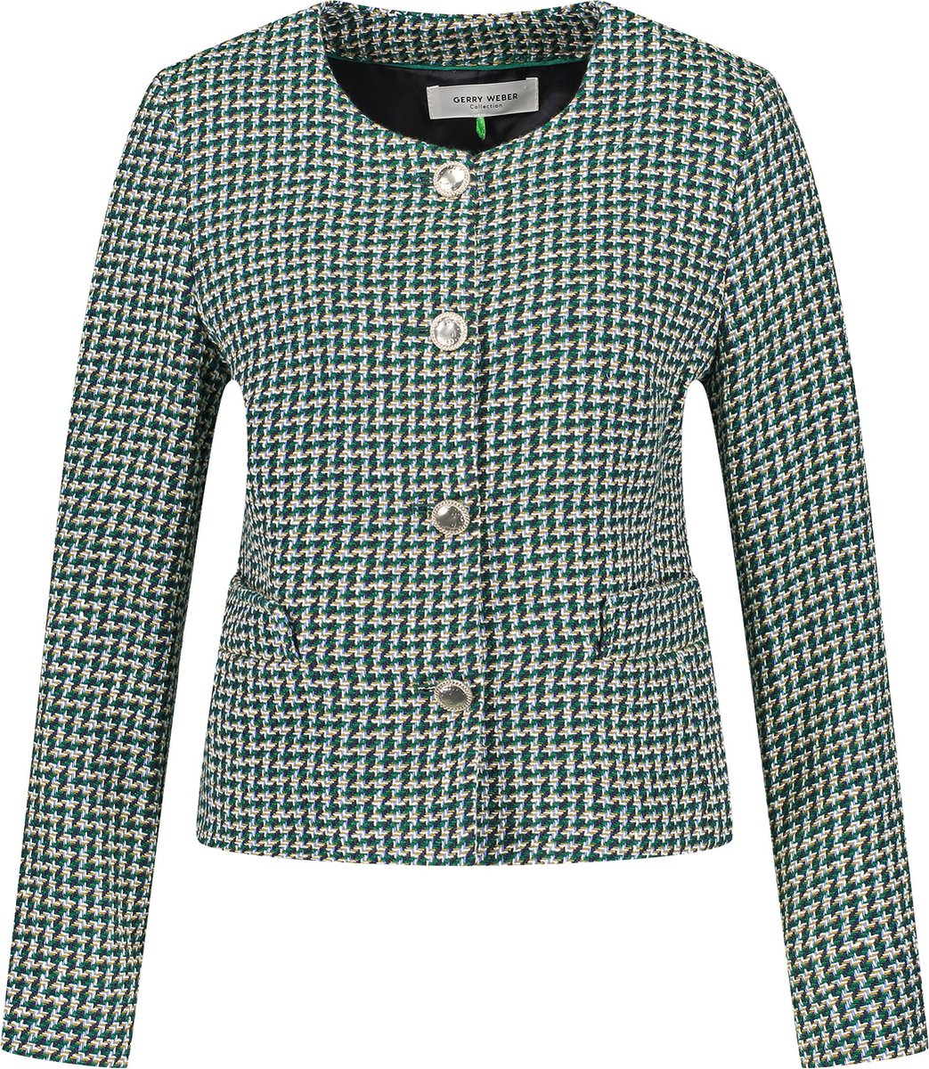 GERRY WEBER Dames Blazer Grün/Blau Gemustert-44
